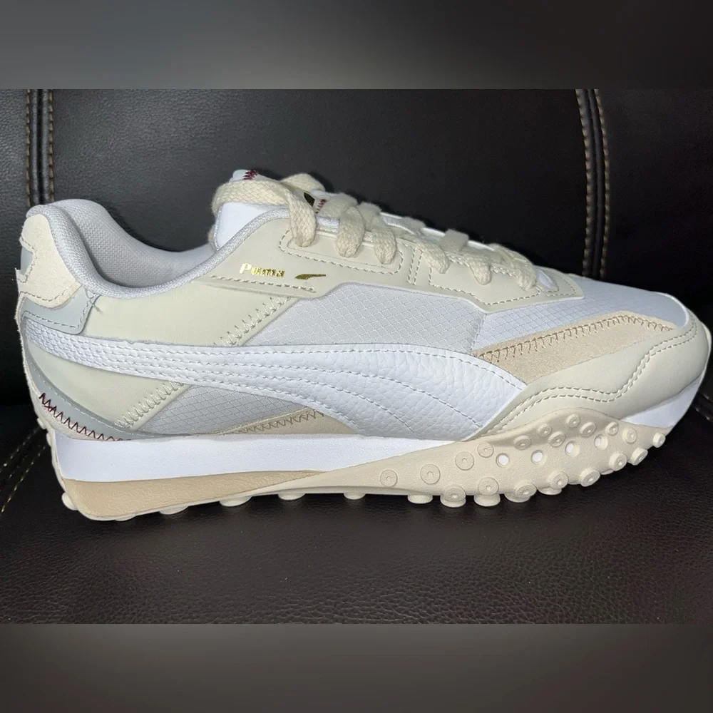 Puma Beige & White Sneakers Shoes sz women’s 7 NIB NWT - Picture 1 of 11